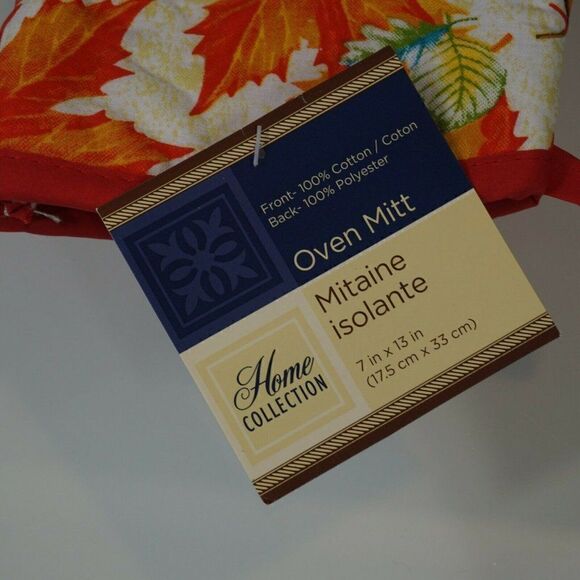 Kitchen Oven Large Mitt Maple Leaf Pattern Home Collection Quilted Cotton - Picture 4 of 5